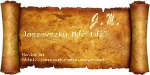 Jaszovszky Máté névjegykártya